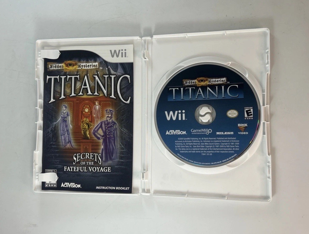 Wii RVL-001 Console Bundle Motion Plus & Hidden Mysteries Titanic Game TESTED