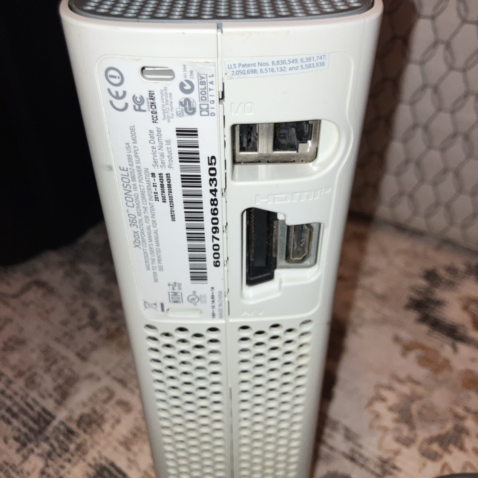 Microsoft Xbox 360 White Console w/ Controller, Cables, Box Tested Working