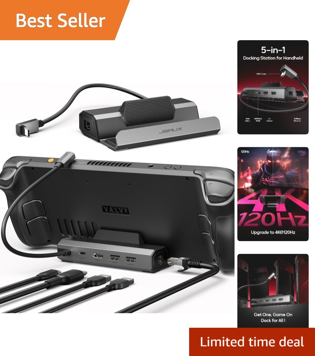 Versatile 5-in-1 Docking Station for Steam Deck, ROG Ally & Legion Go S Gaming