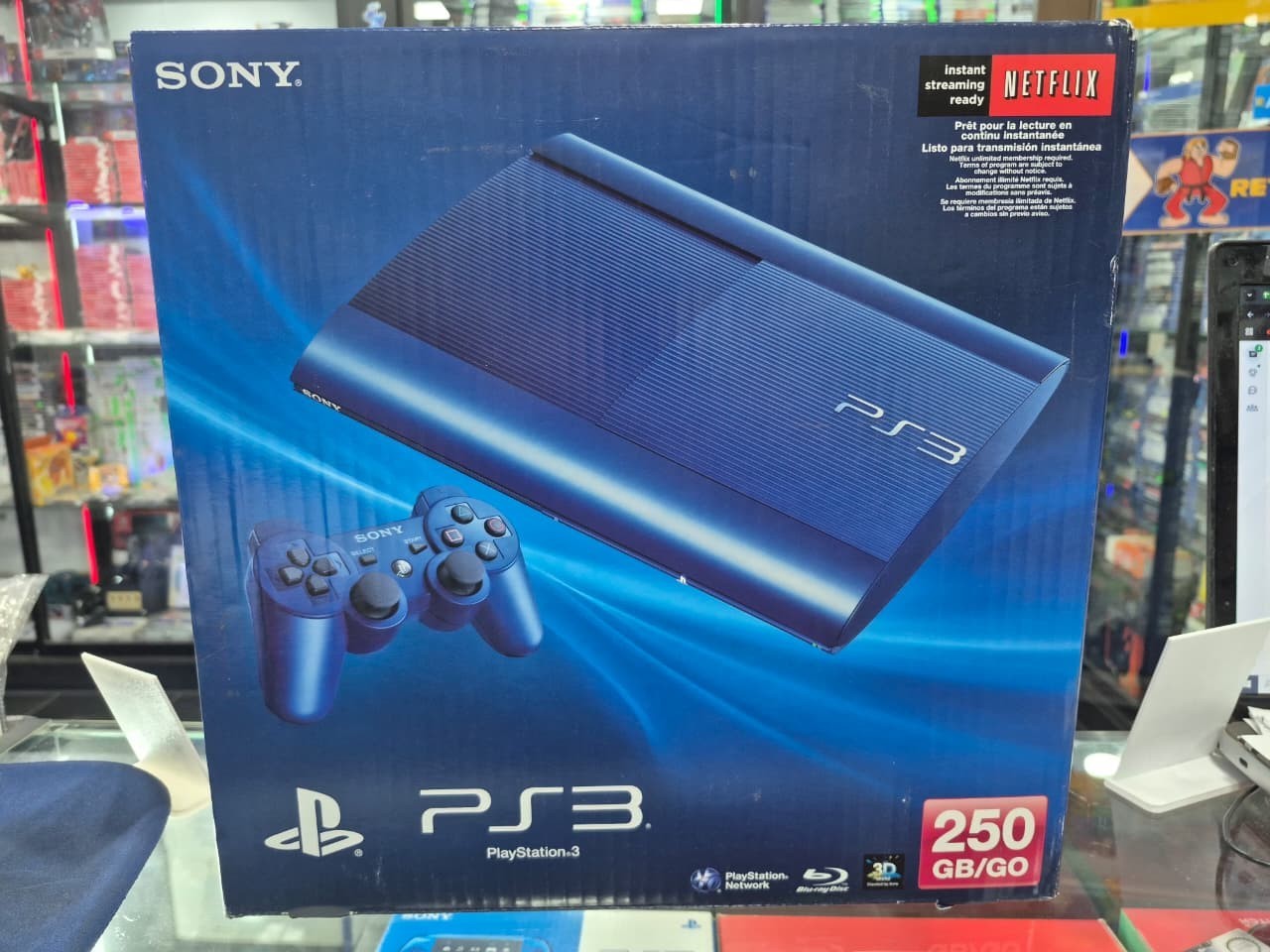 New Sealed Sony Playstation PS3 Super Slim 250GB Azurite Blue CECH-4201B Console