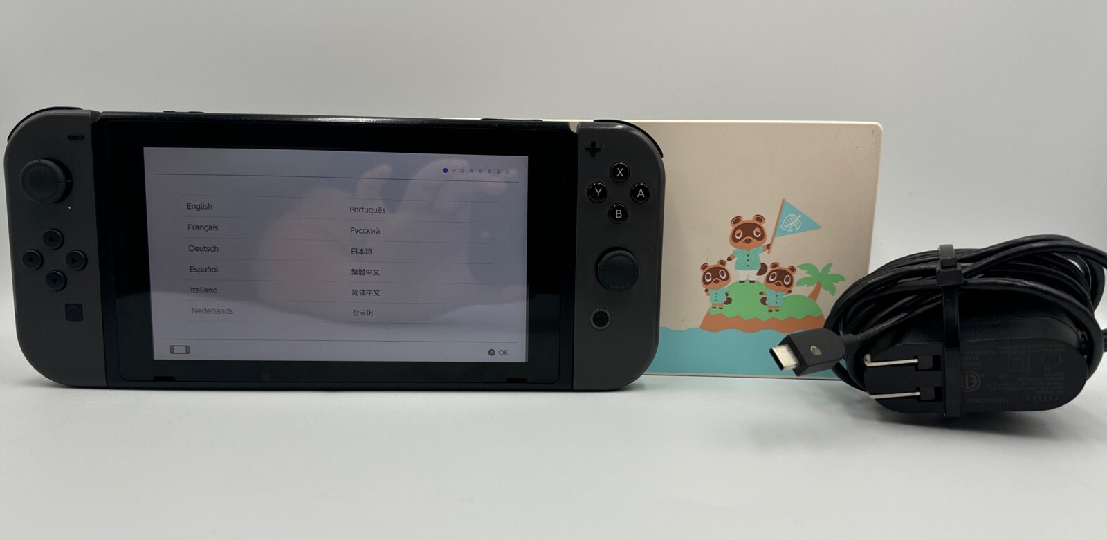 Nintendo Switch HAC-001 (Gray) w/ Animal Crossing Dock, Charger