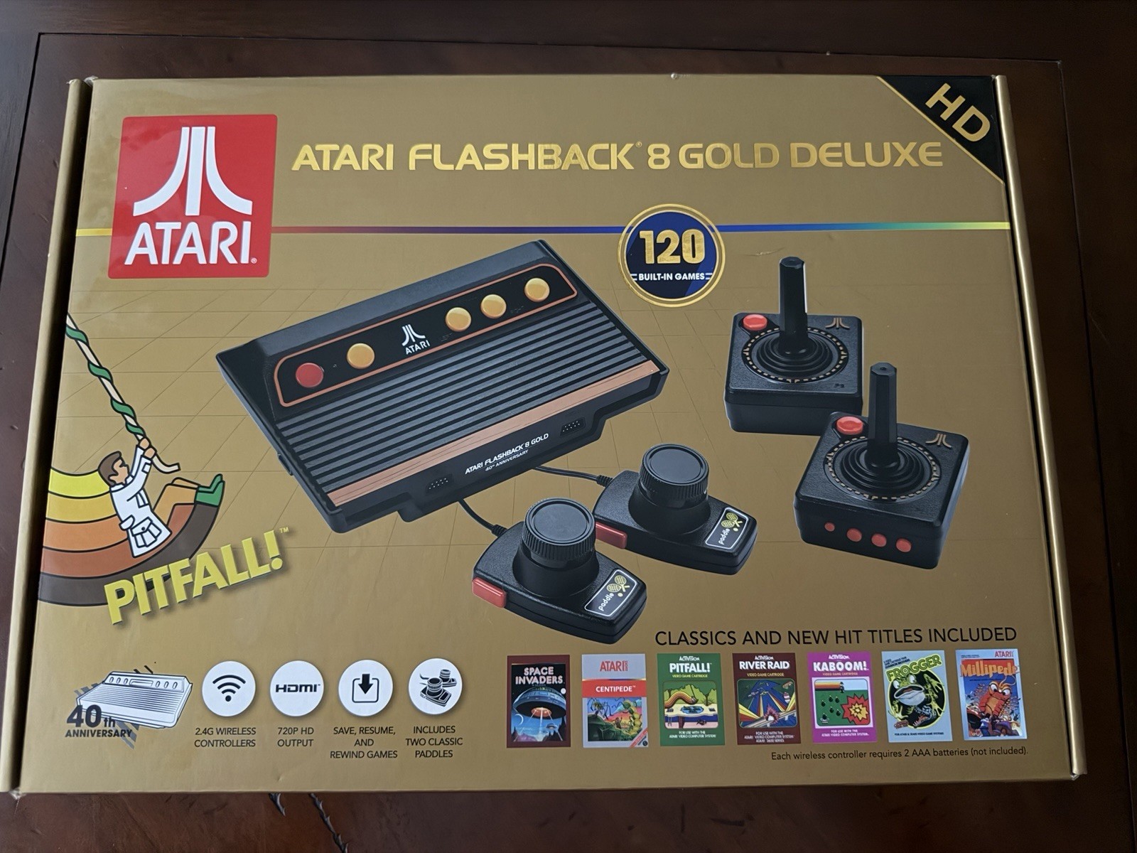 Atari Flashback 8 Gold Deluxe Anniversary Ed HD Console W/Wireless Controllers