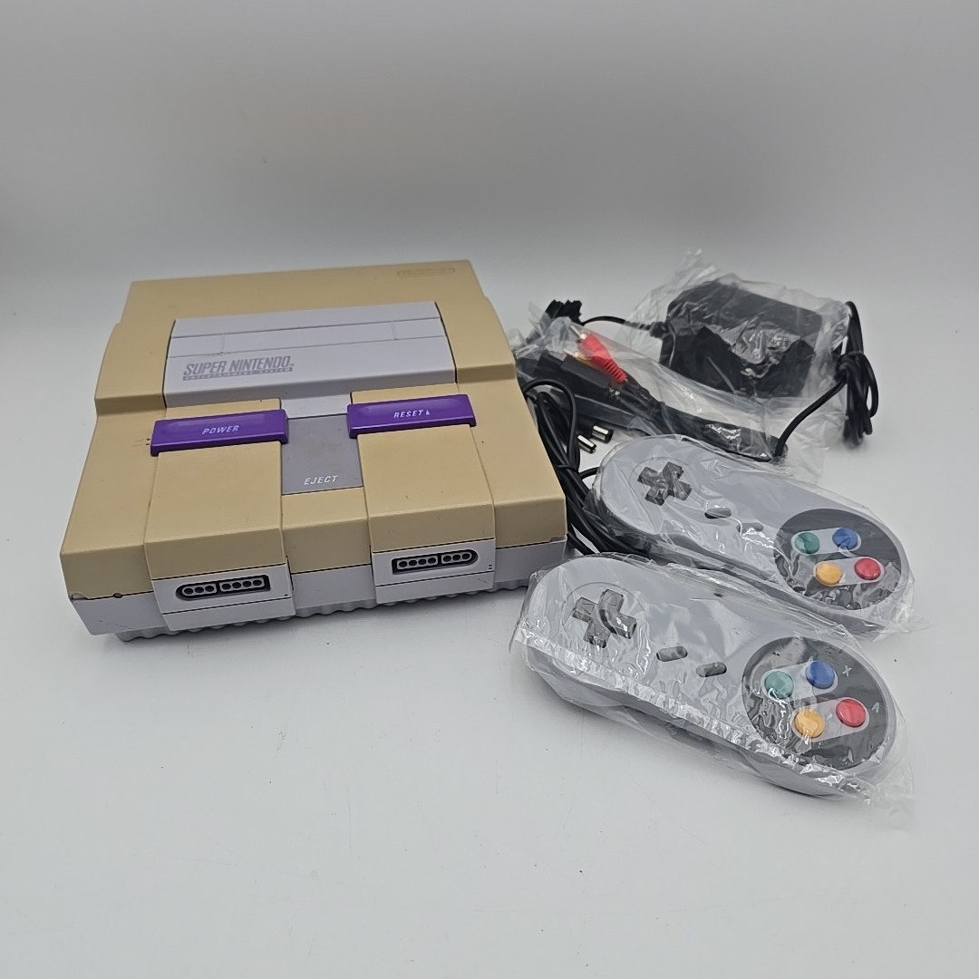 Super Nintendo System SNES Console Tested New Cables And Controllers