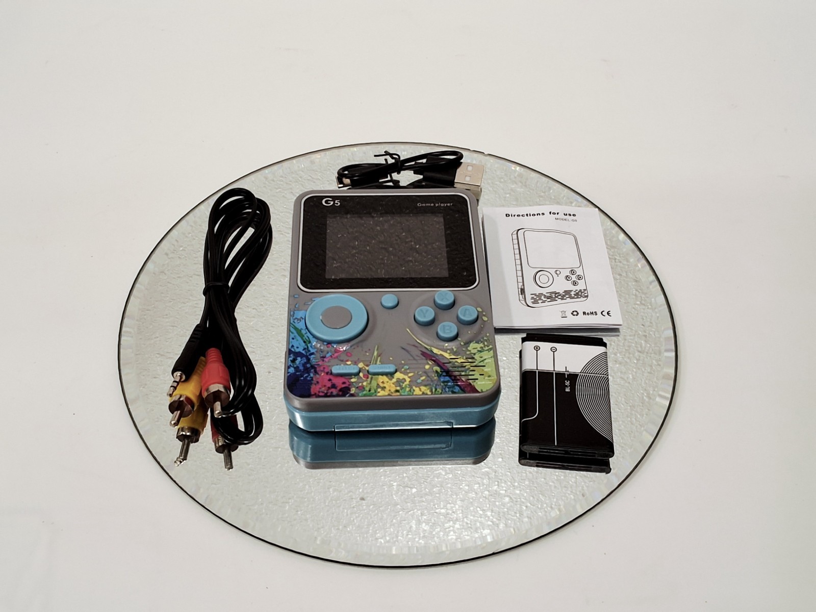 G5 Handheld Game Box Game Player 3″ Screen TV Connect Capable – Blue, Pink, Grey