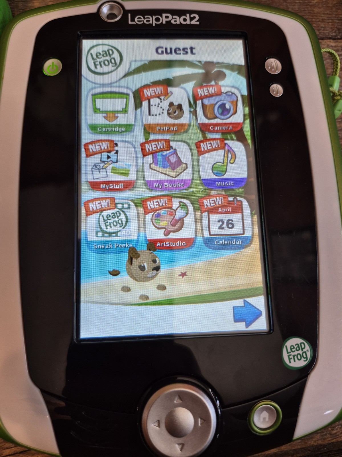 LeapFrog LeapPad2 Explorer Green Tablet W/ Stylus Sleeve& 2 Games + Leap Reader