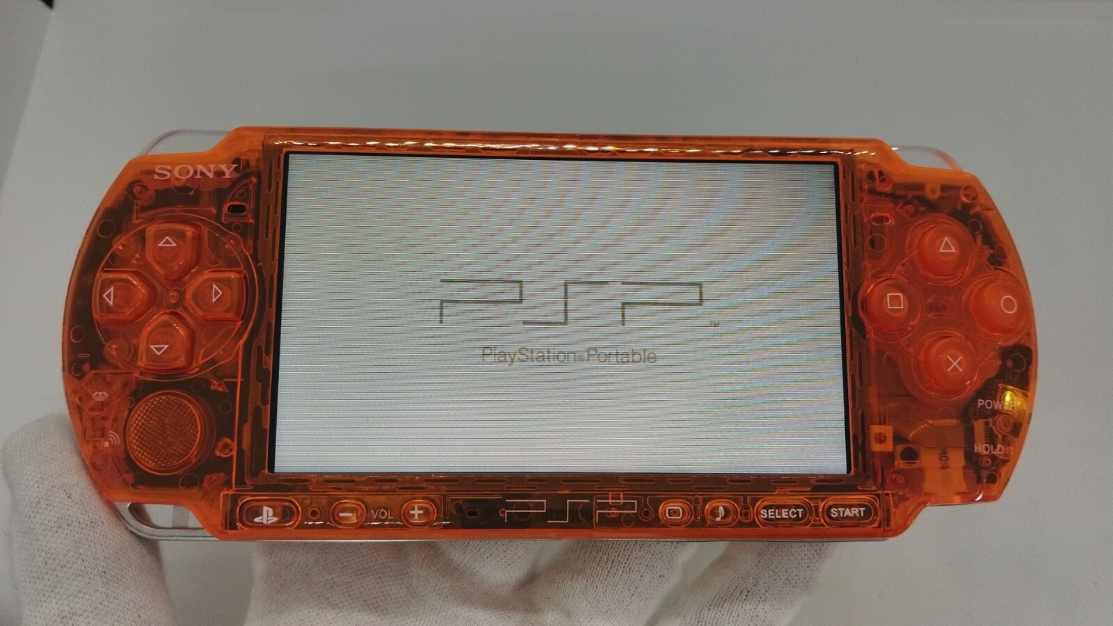 Sony PSP-3000 Playstation Portable Handheld Console Clear Orange Shell Custom