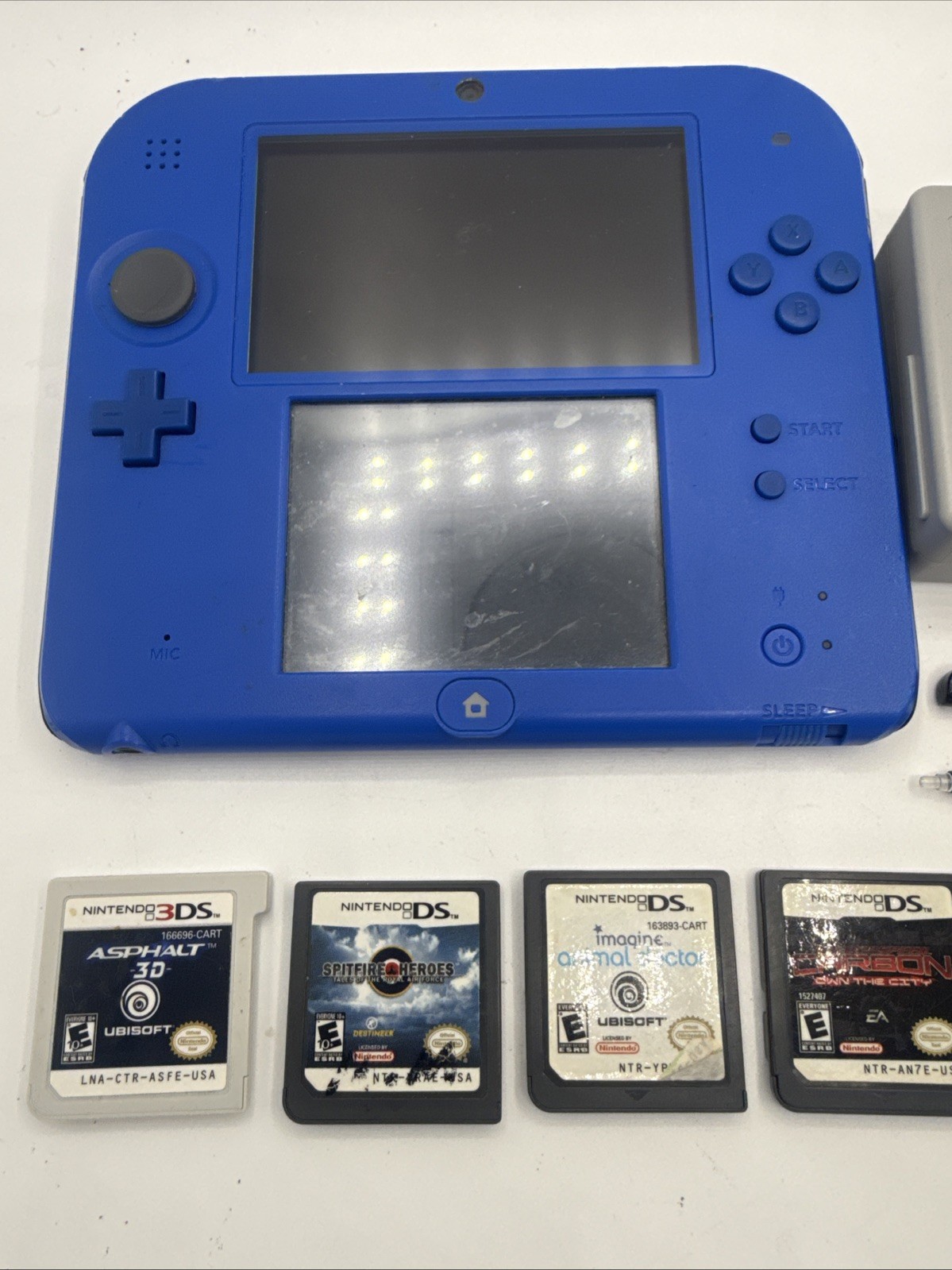 Nintendo 2DS Blue Bundle Game, 4GB Memory Card, Charger, Stylus, 5 Games