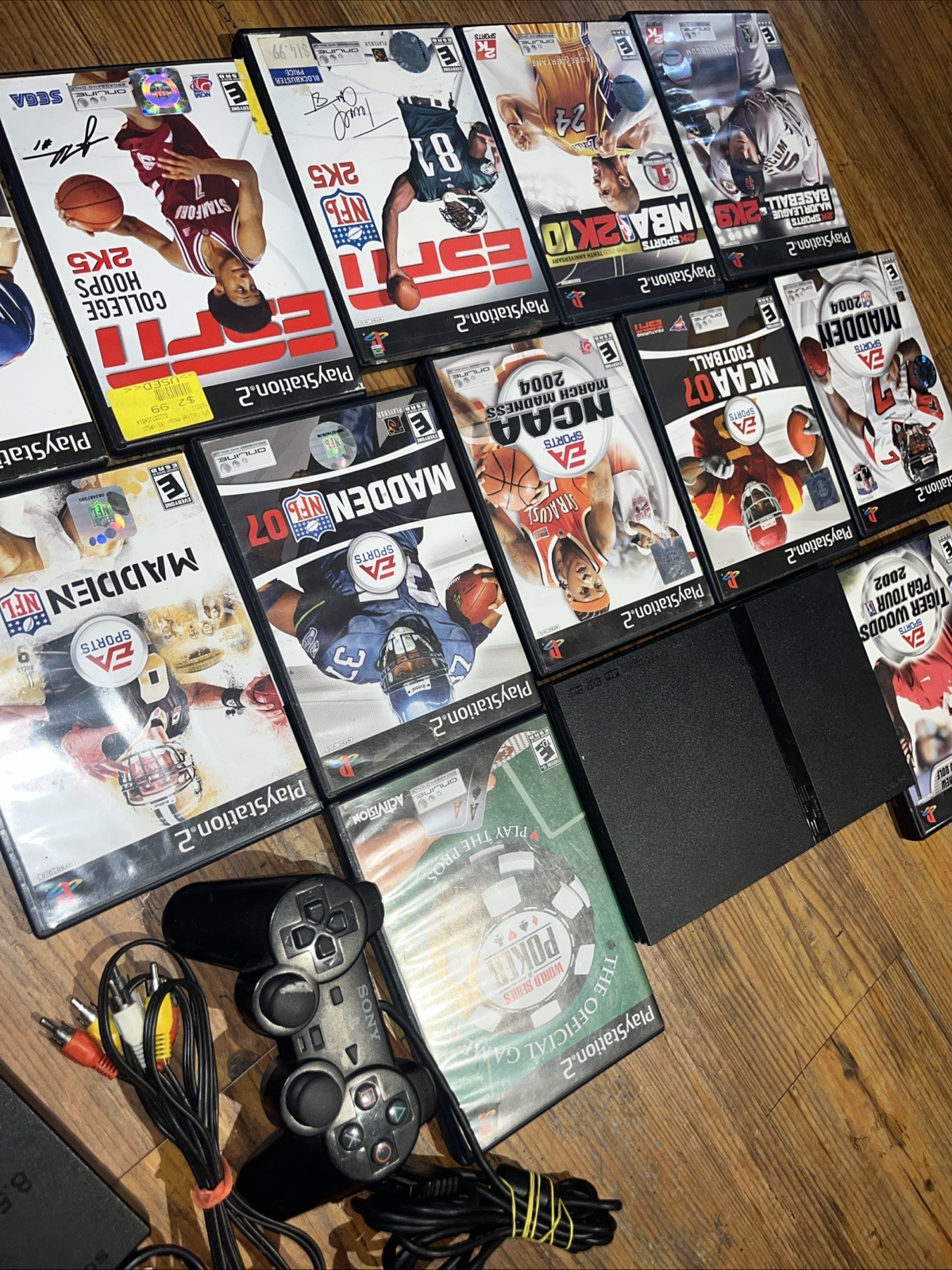 PlayStation 2 PS2 Slim SCPH-70012 TESTED w/ Controller 12 Sports Games Cables