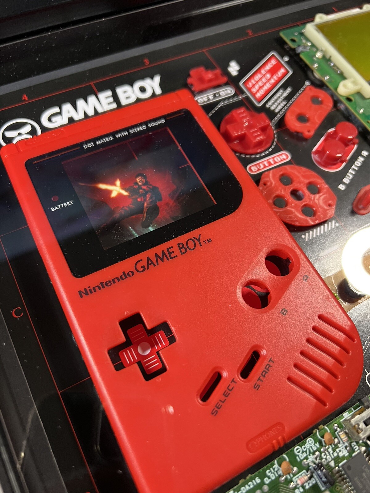 Dr Disrespect x 1989 GameBoy Teardown in shadow box Nintendo Tech Art