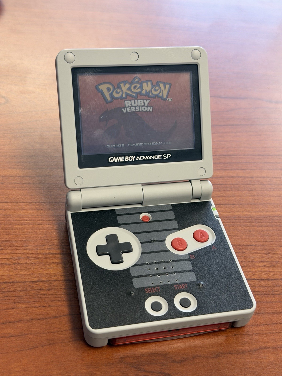 Gameboy SP (Reshelled) With Pokémon Ruby
