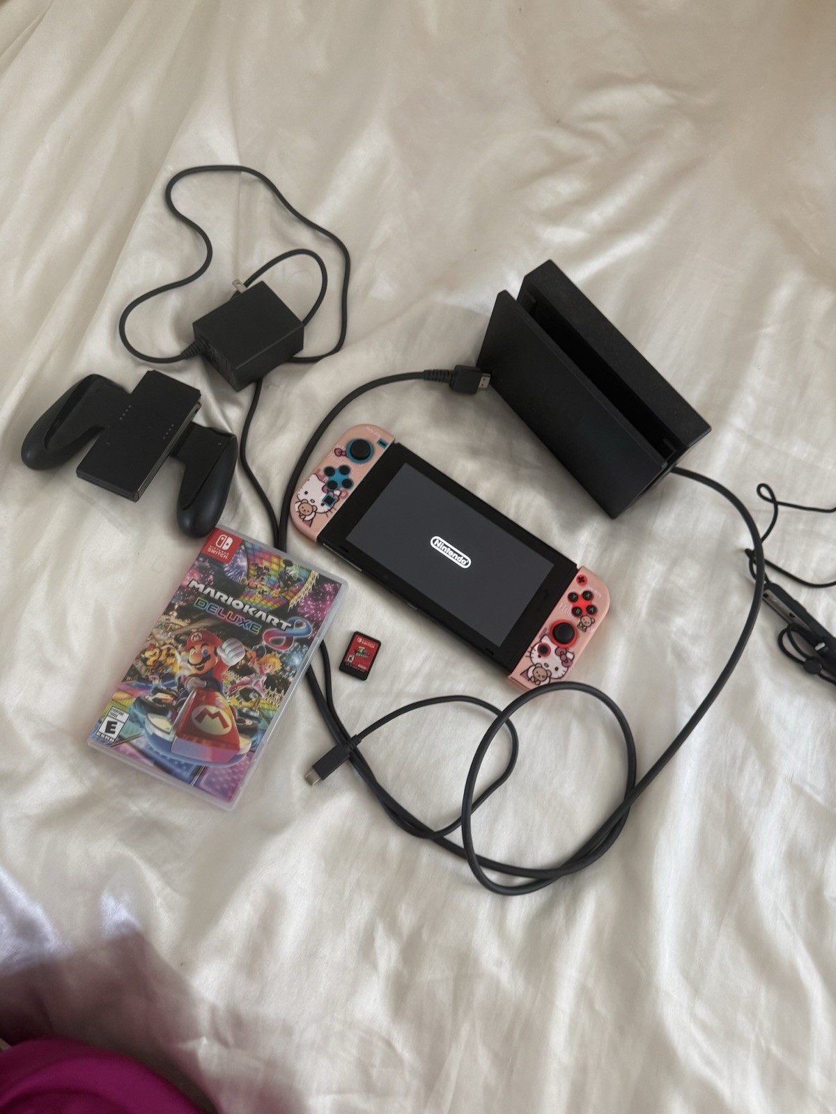 Nintendo Switch HAC-001 Neon Red/Blue w/ Dock, AC Adapter, Mario Kart 8 Deluxe