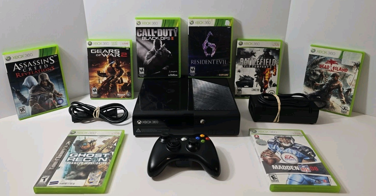 Xbox 360E 250GB Console Mega Bundle & 8 GAMES! CLEAN/TESTED! SHIPS FREE TODAY 🔥