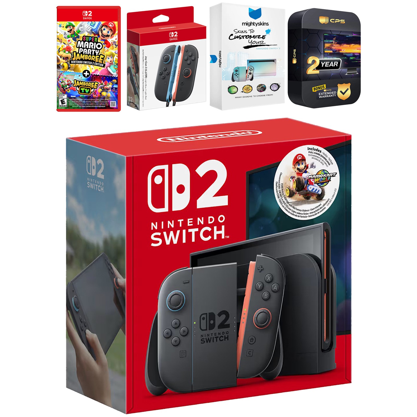 Nintendo Switch 2 + Mario Kart World + Mario Party Jamboree, Extra Joy Cons