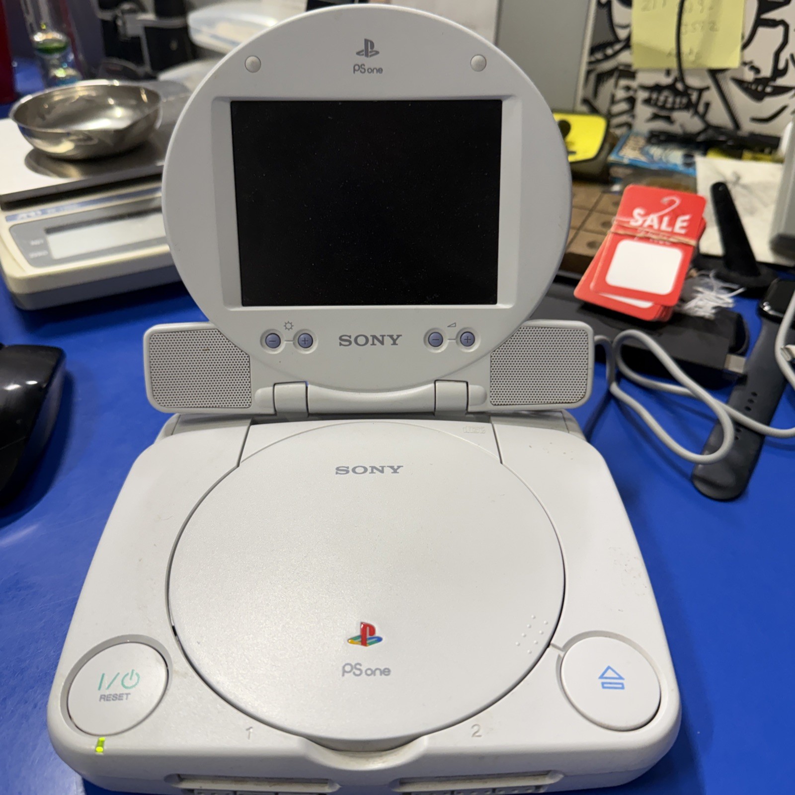 Sony PSOne Playstation Slim PS1 w/LCD Screen For Parts.