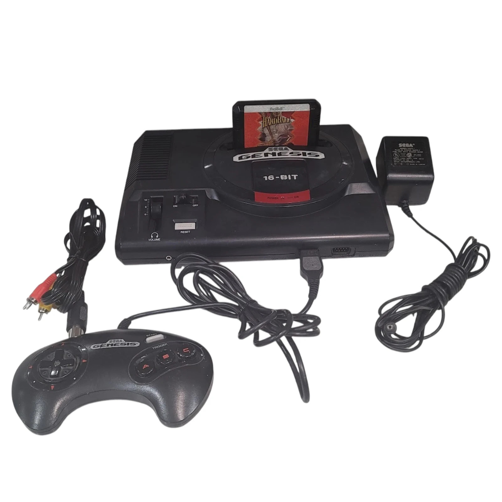 Sega Genesis Model 1 Console VA7 Cleaned Tested – OEM PSU Pad RF AV HardBall