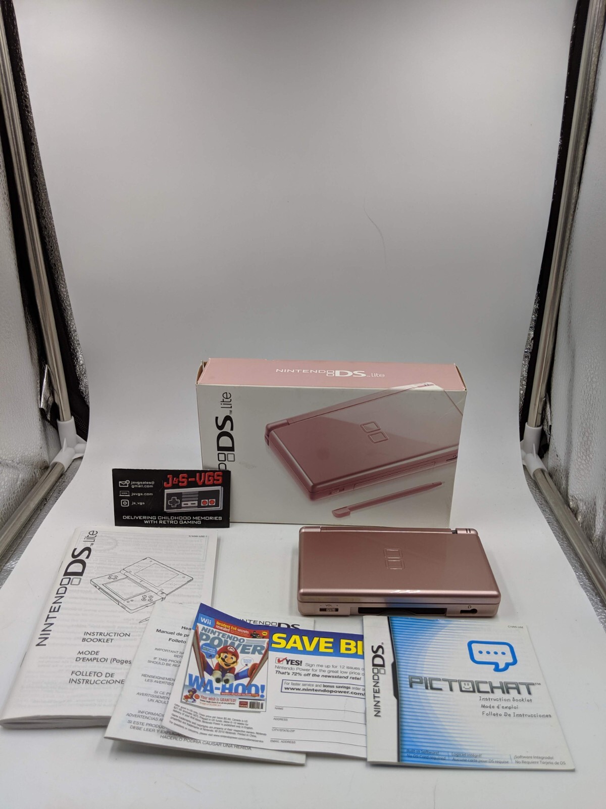 Nintendo DS Lite Metallic Rose (CRACKED HINGE) MATCHING SERIAL #’S