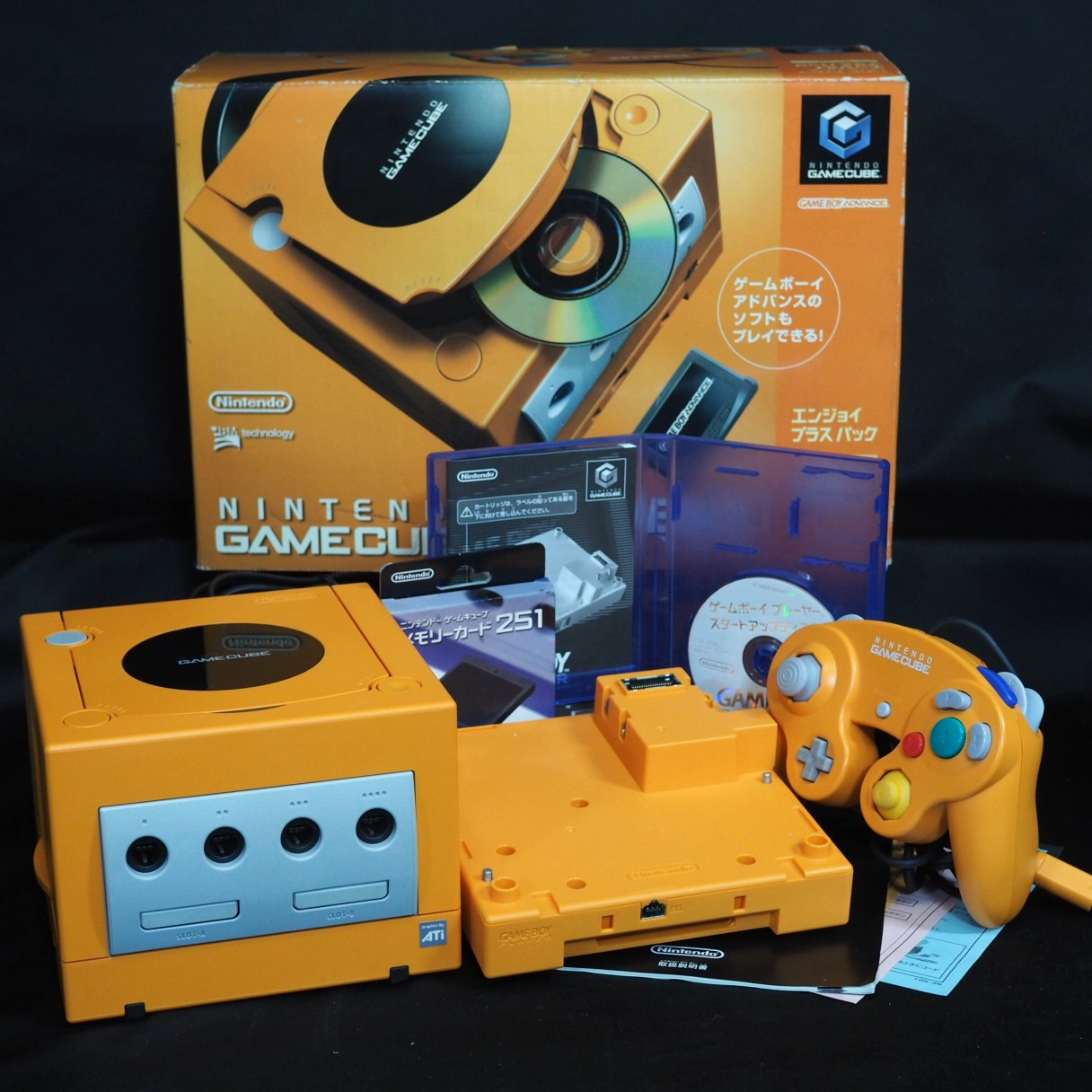 Nintendo GameCube Console System Orange + Game Boy Player Enjoy Plus Pack Boxed