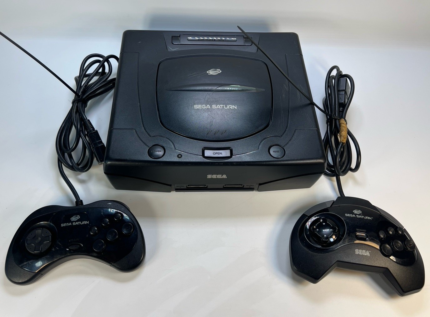 Sega Saturn Console Bundle w/ 2 Controllers & Tomb Raider Game Untested As-Is