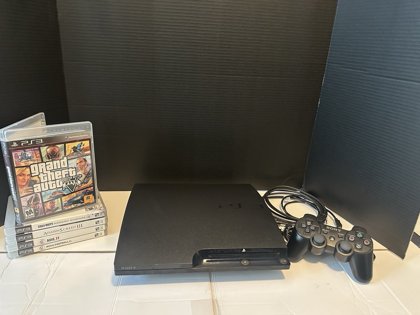 Sony PS3 Slim 250GB SSD Console Bundle Refurbished CECH-2001A GTA V COD 5 Games⁠