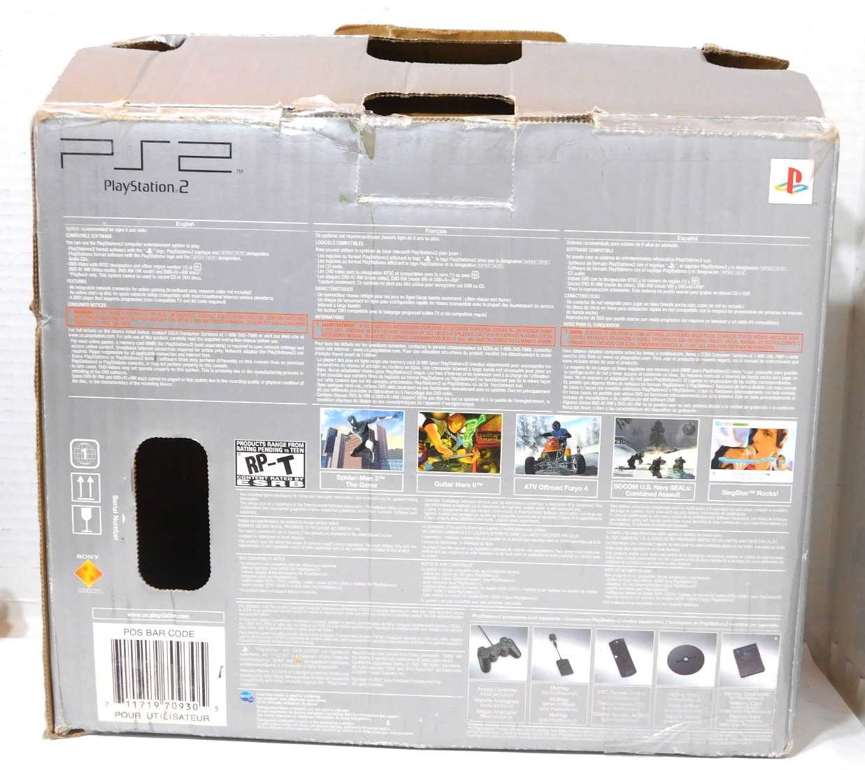 Sony Slim Silver PS2 Complete/Tested 2 Controllers OEM Accessories Original Box