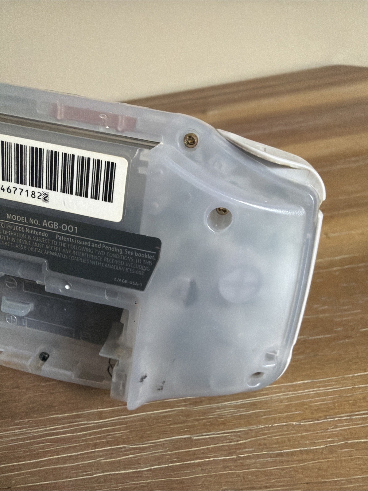 Working Nintendo Game Boy Advance Console in Clear Glacier with No Battery Cover
