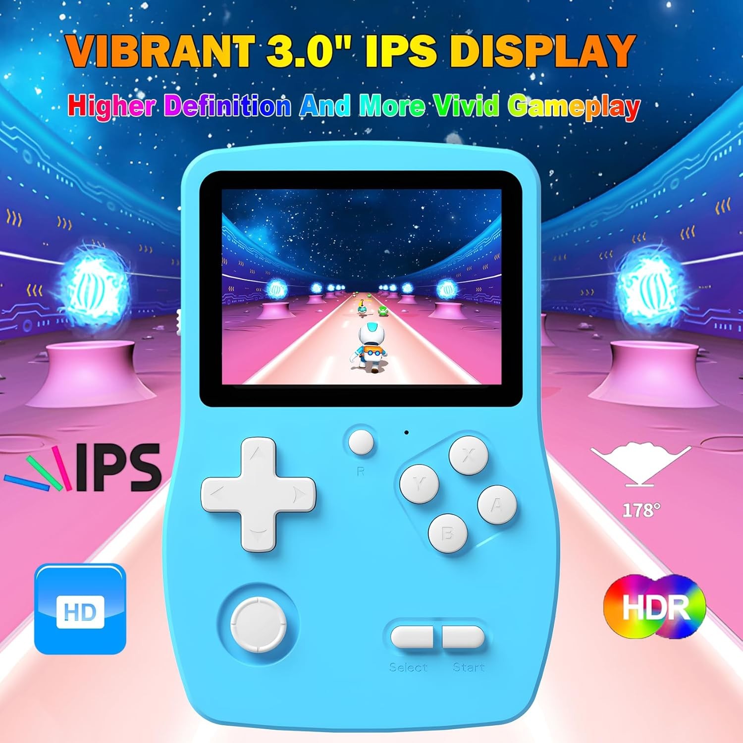 139 Preloaded Portable Handheld Game Player 3.0 Inch Blue