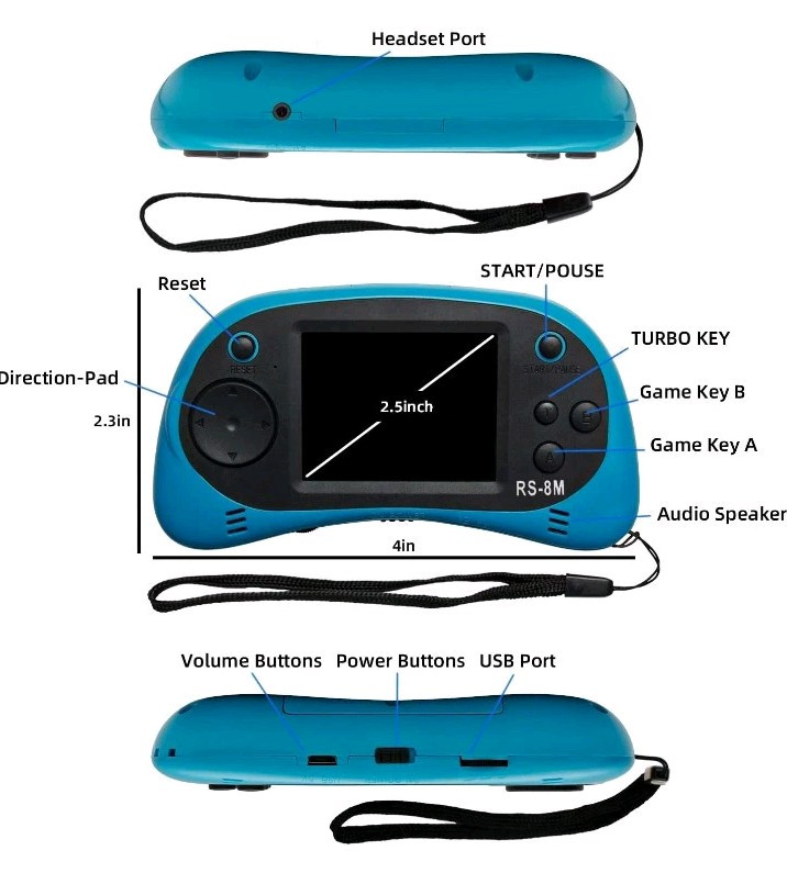 Kids Pocket 16 Bit Game Controller Console System