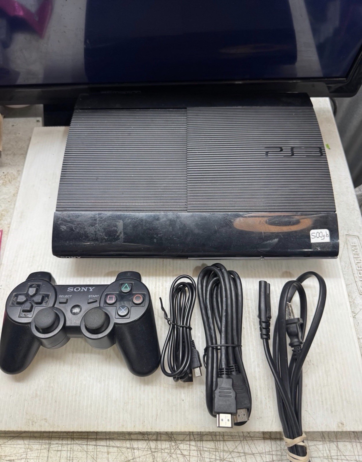 Sony PS3 Super Slim CECH-4301C 500GB Black Wi-Fi w/ 1 Controller & Cables