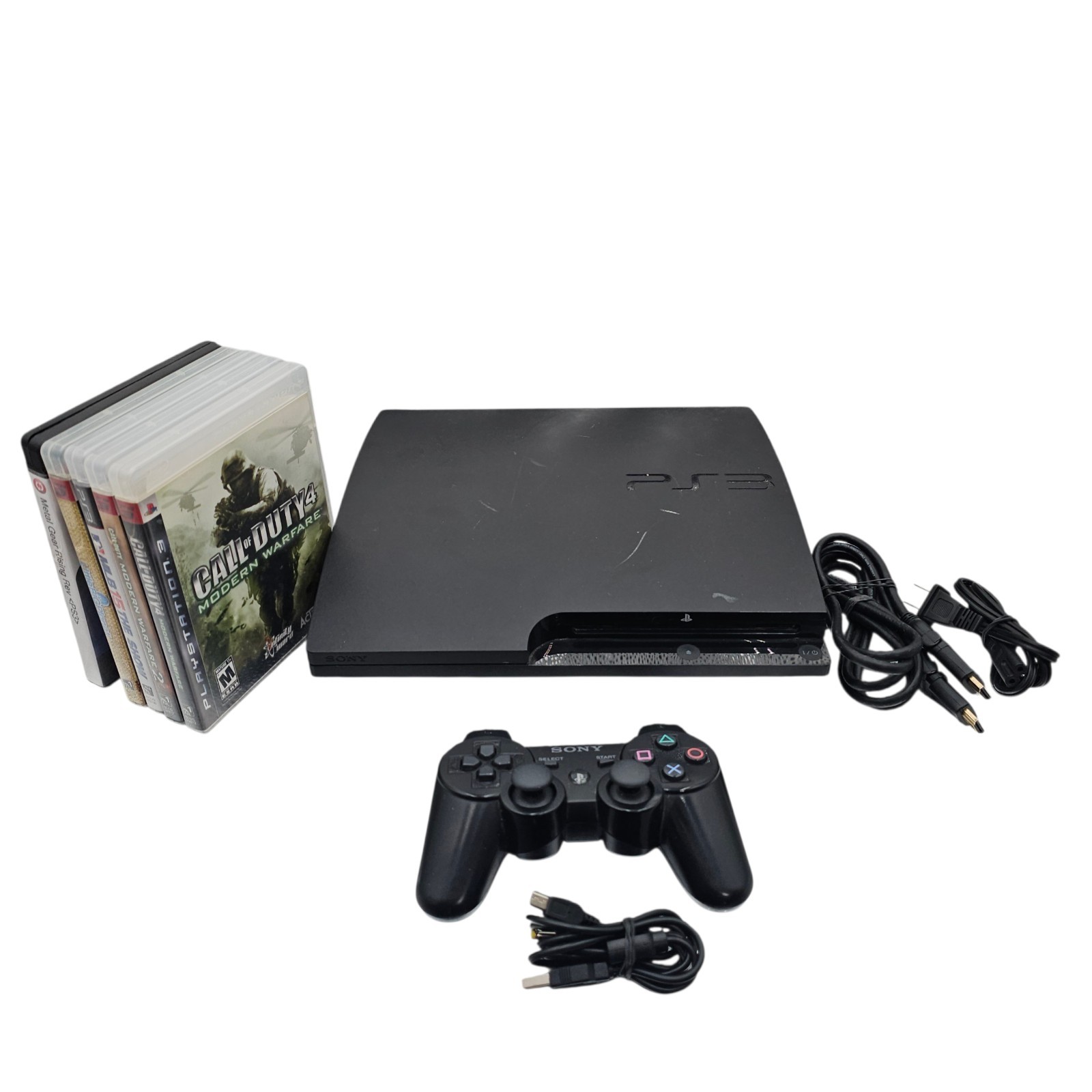 Sony PlayStation 3 PS3 Slim Console 320GB Controller & Games CECH-3001B Ver 4.82
