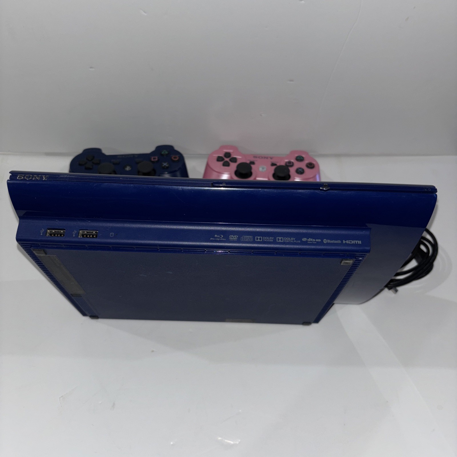 Sony PlayStation 3 Console PS3 Blue Console CECH-4201B Blue And Pearl Pink Cont.