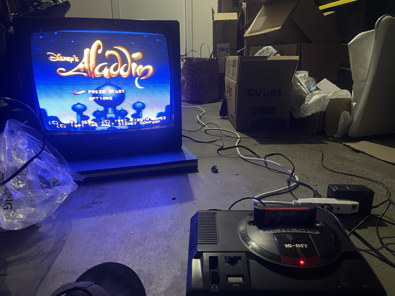 Sega Genesis Model 1 MK-1601 Console System Bundle Tested with Aladin game