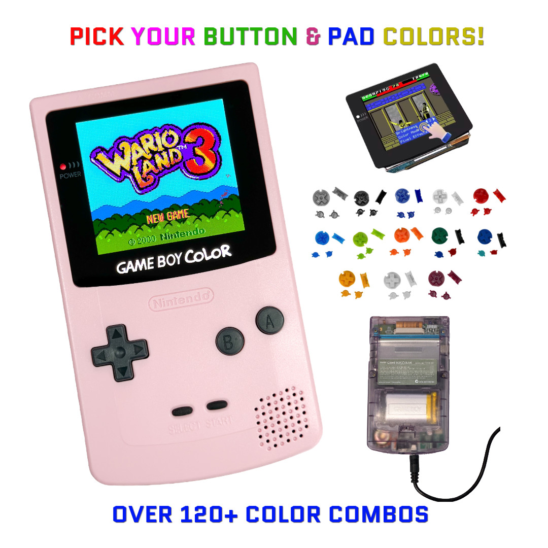 Nintendo Game Boy Color LIGHT PINK System GBC AMOLED OLED XL Touch LCD Battery
