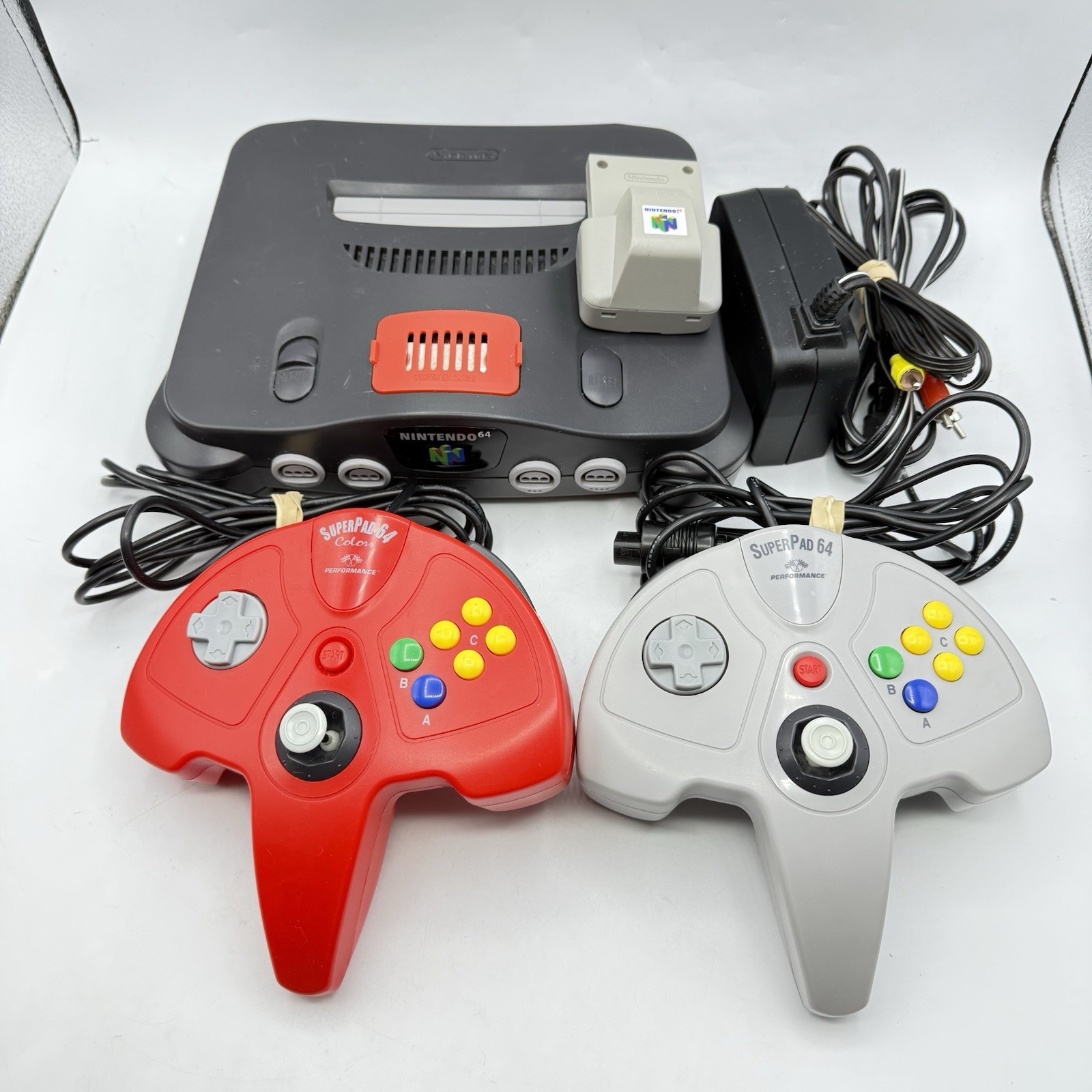 Nintendo N64 Console NUS-001 Bundle w/Expansion Pak Rumble Pak Tested