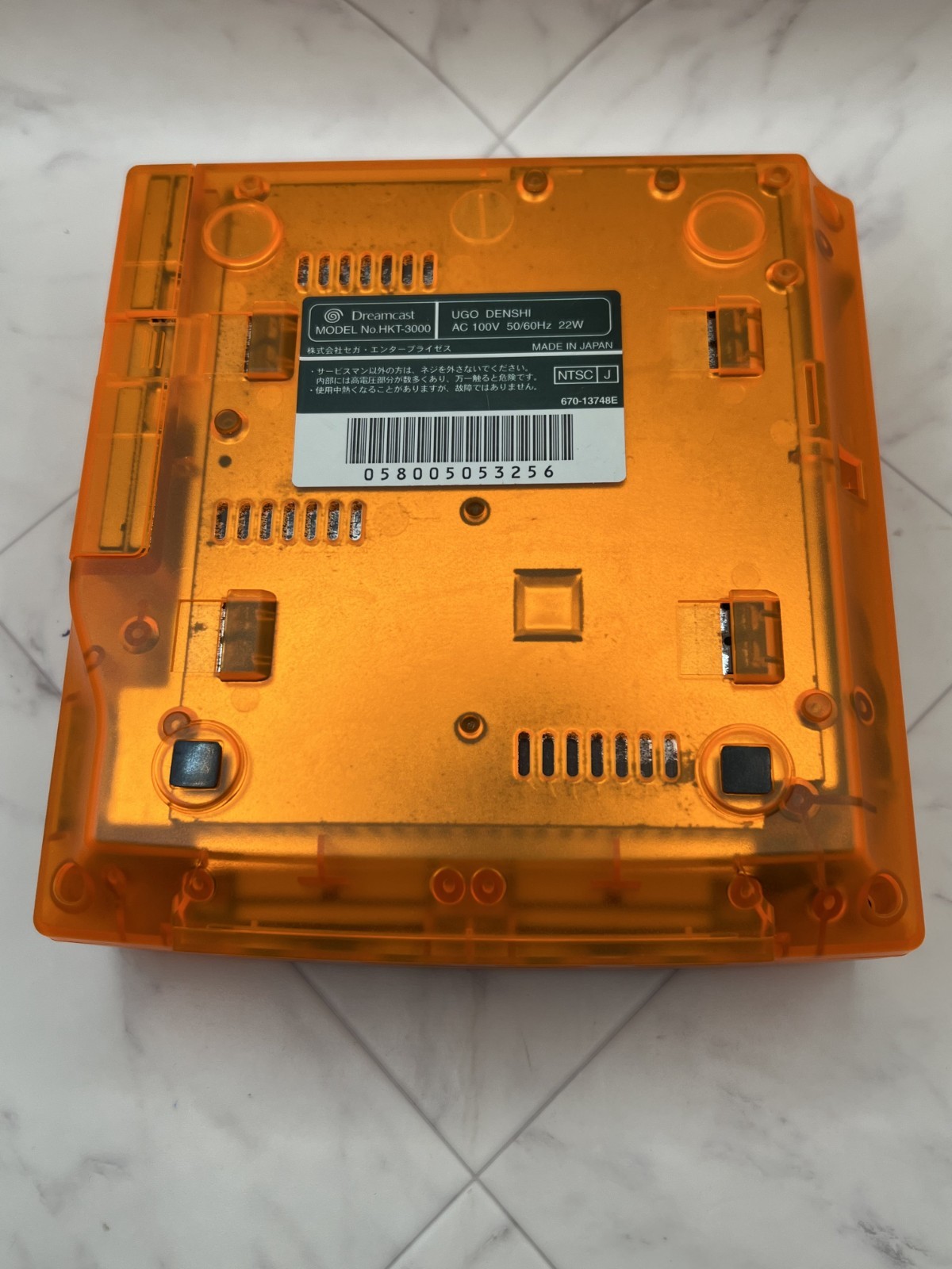 Sega Dreamcast Clear Orange Skeleton Console VA0 Japan – New Battery & Fuse – JP