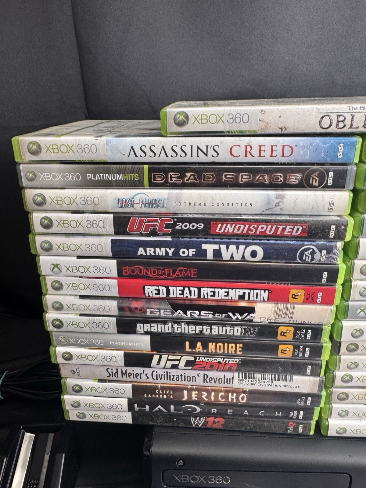 Xbox 360 Slim 250GB Bundle 33 Games Controller HDMI Power Red Dead GTA V Tested