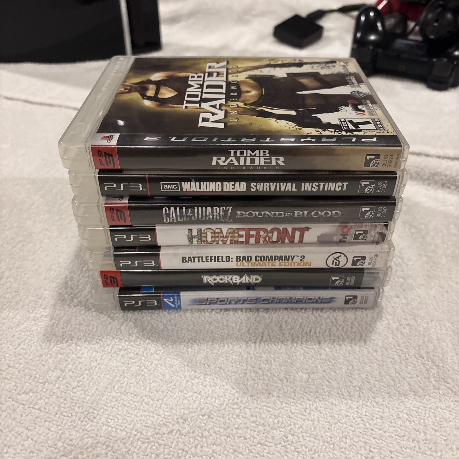 PlayStation 3 Console 2 Controllers 7 Games Microphone Remote PS Moves Working