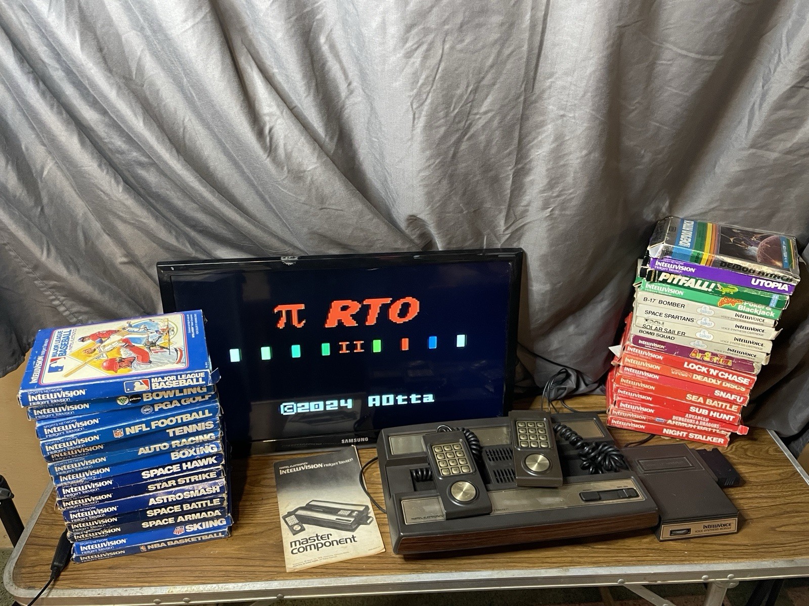 Intellivision Game Console Composite Mod + 32 CIB Games, Multicart, Intellivoice