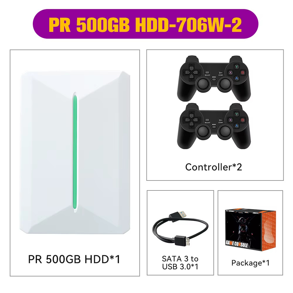 Retrobat & Playnite Retro Game Console 500GB Gaming HDD for Ps3/Ps2/Switch/Wii/W