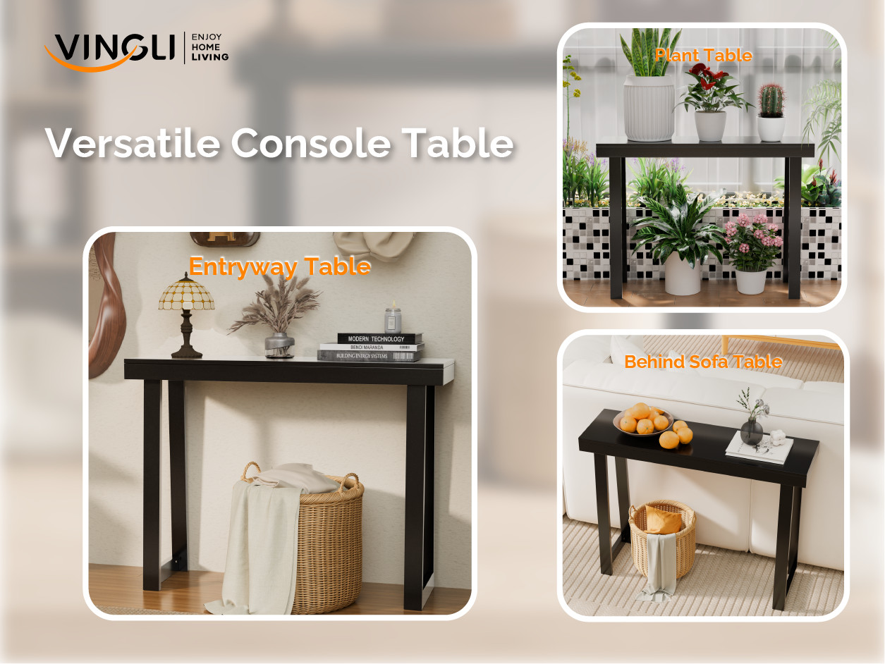 Solid Wood Console Table Narrow Entryway Table for Hallway Behind Couch Foyer