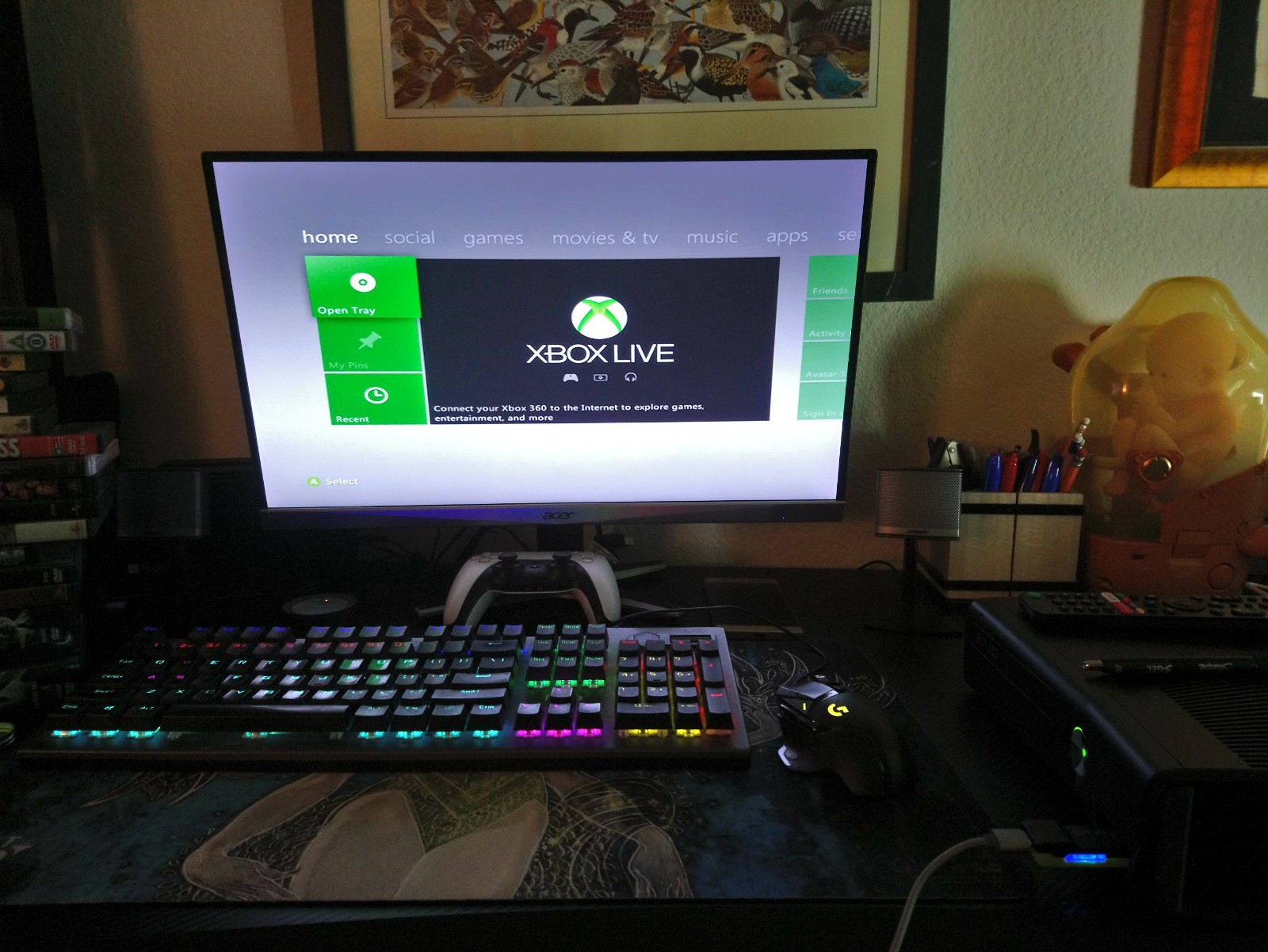 Xbox 360 S Console System Black NTSC & Cables *Working no errors*