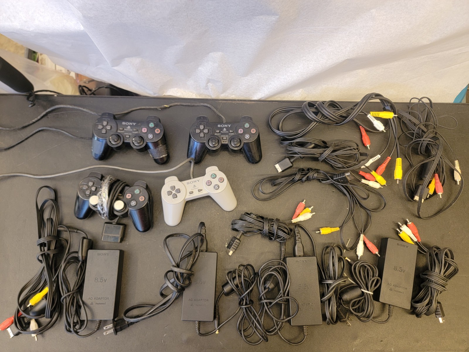 Lot Bundle PS2 (Untested) 4 Controllers 6 PS2 OEM A/V Cable 4 Power Supply OEM