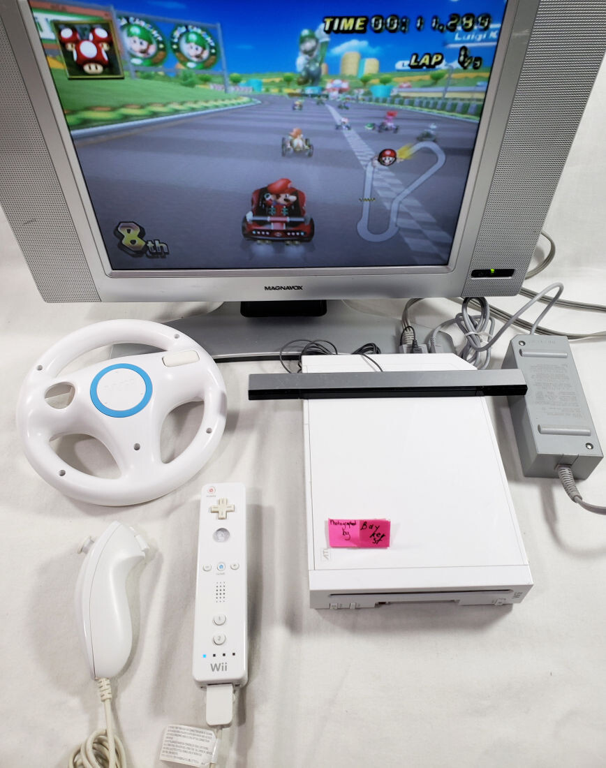 Nintendo Wii System Console Mario Kart Wheel Controller GameCube Compatible 001