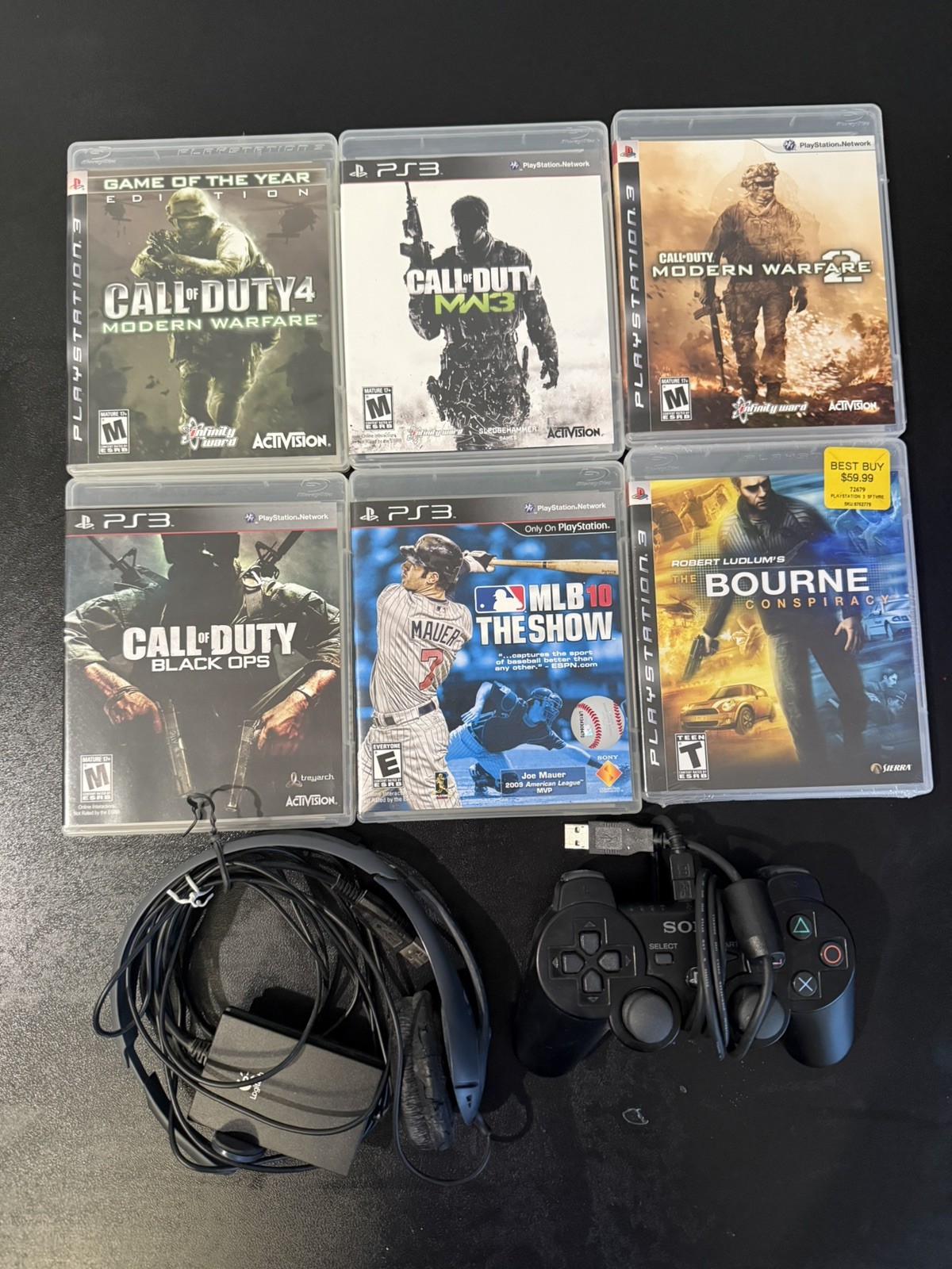 Sony PlayStation 3 80GB FAT Console – Black-UC2 CECHK01 + (6) PS3 Video Games