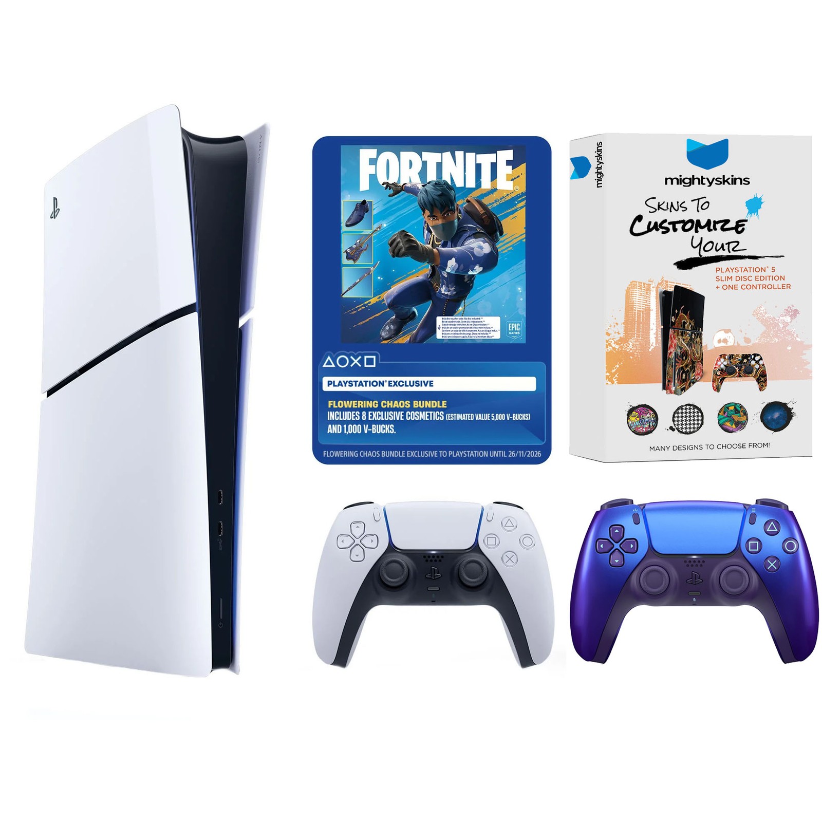Sony PlayStation 5 Disc Fortnite Bundle with Extra Controller- Chroma Indigo