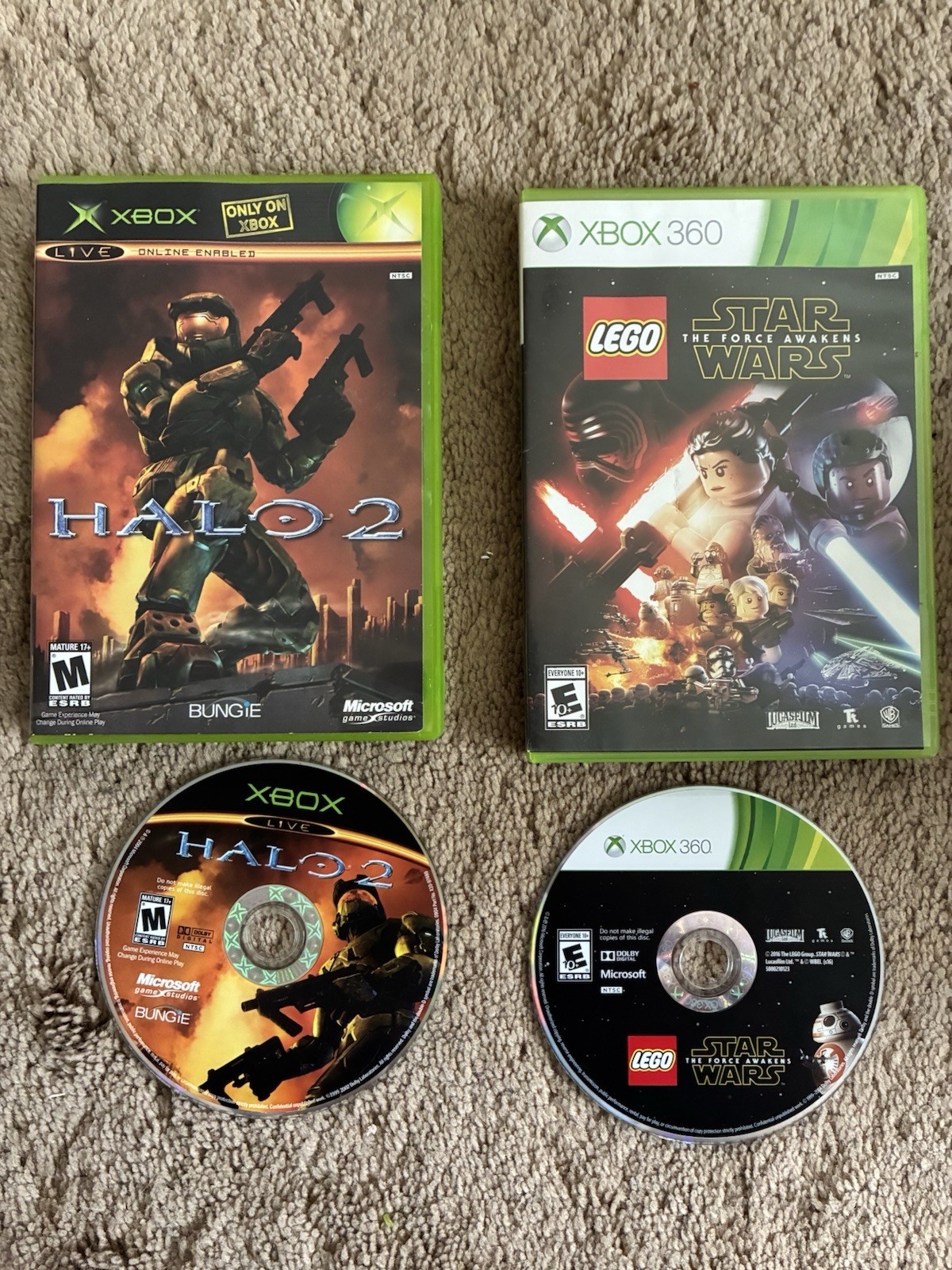 Xbox 360 Console E Console w/ 2 Controllers & 2 Dongles (No HDMI Cable) 23 Games