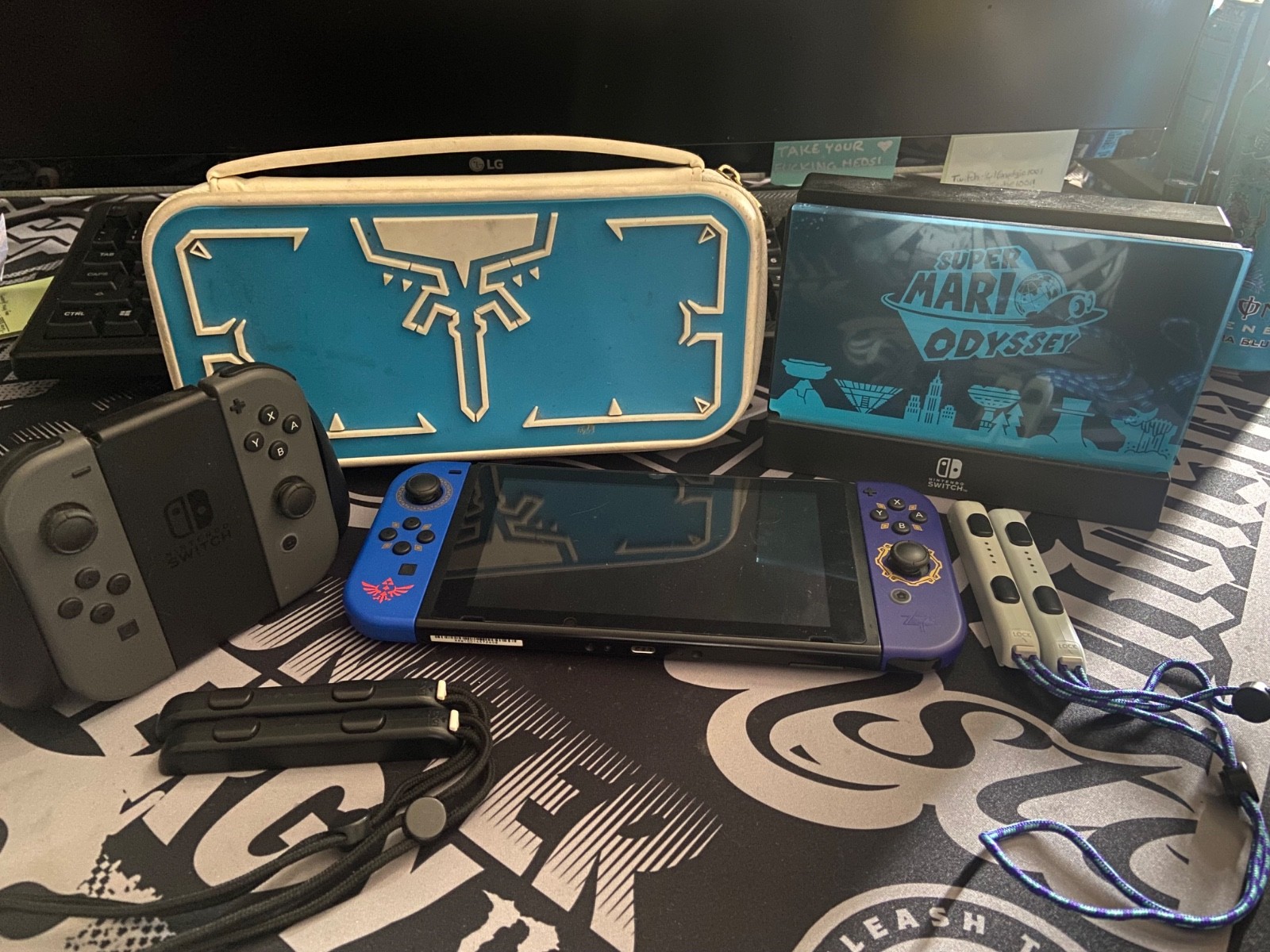 Nintendo Switch 32GB Gray Console with Blue & Purple Joy-Cons with Zelda accent