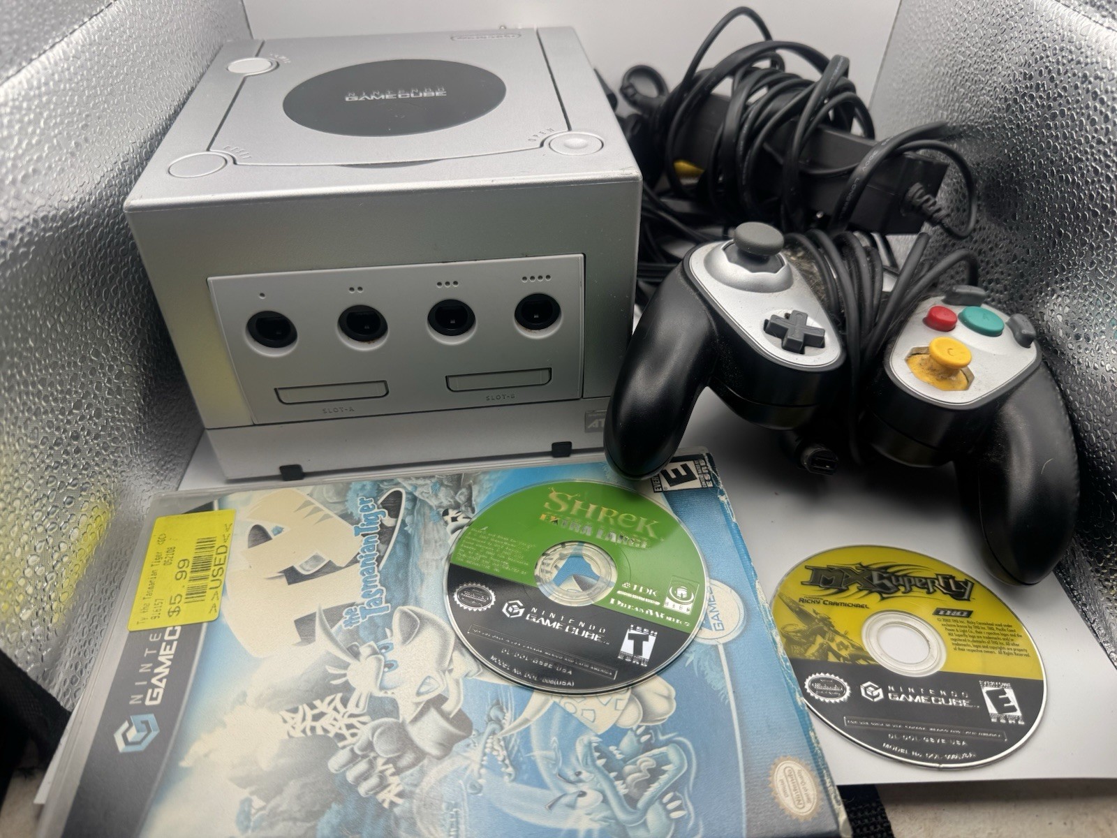Nintendo GameCube Console Cables Controller Bundle Platinum DOL-101 100% Working
