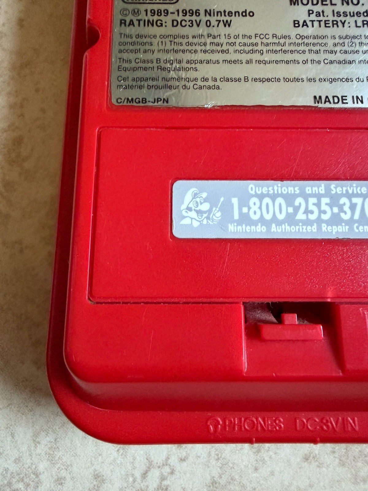 Nintendo Game Boy Pocket Red Console (MGB-001) Authentic Tested & Works W/ Game