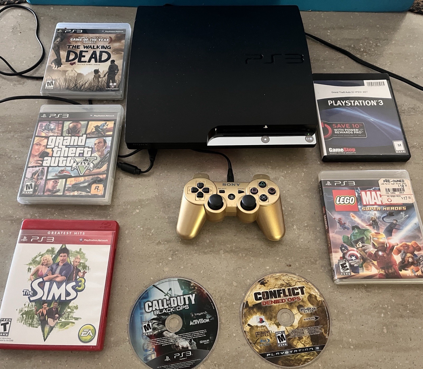 Bundle Sony PlayStation 3 Slim 160GB Console – Black + 7 games And Controller