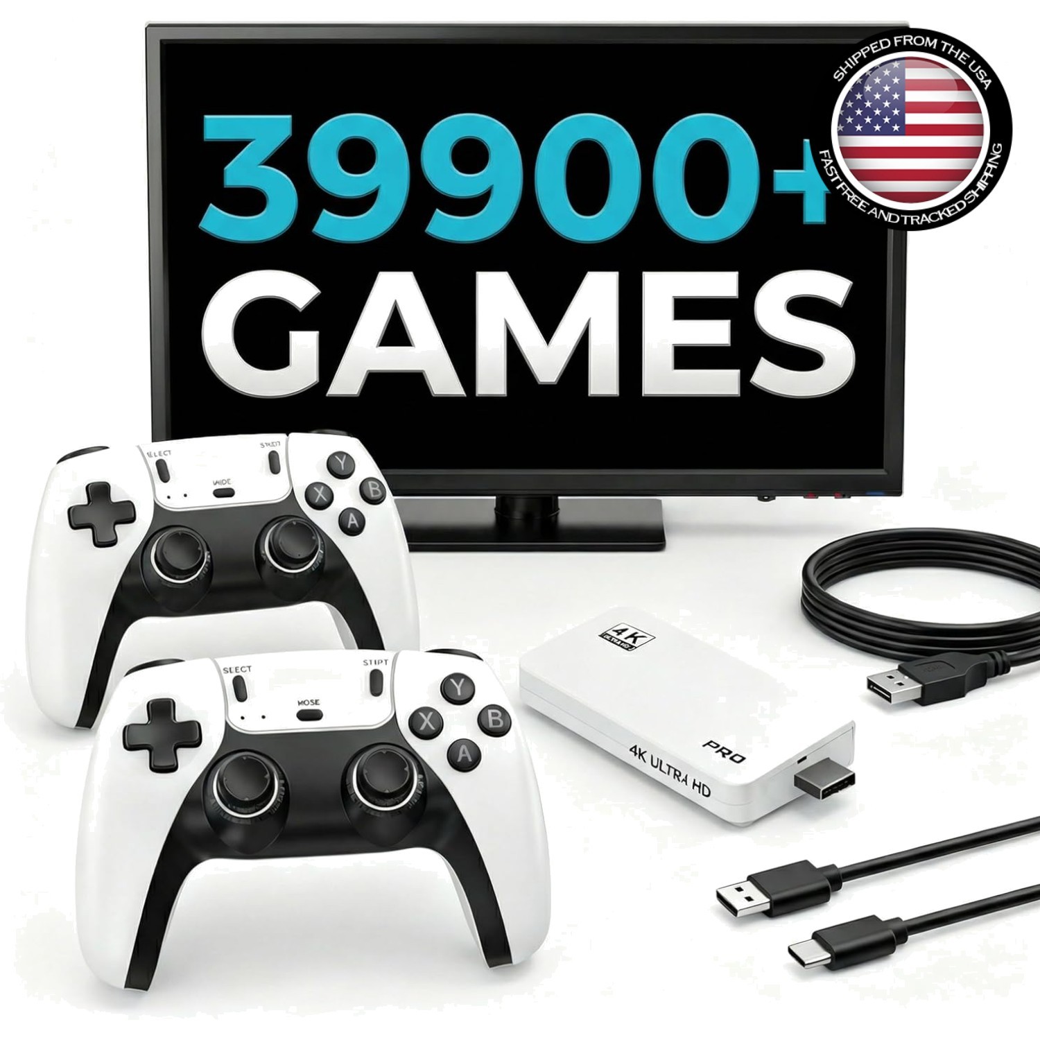 Wireless Retro Gaming Console – 39900+ Built-in Games, Perfect Family Gift